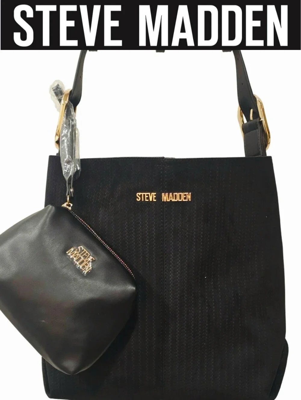 Steve Madden BFlorrence Suede Hobo Bag & Wristlet- Black
